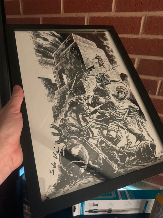 A3 Framed signed print - Ant Attack signed by Sandy White - Fusion Retro Books