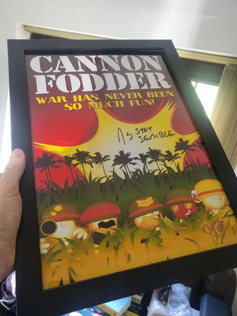 A3 Framed signed print - Cannon Fodder - signed by Jon Hare