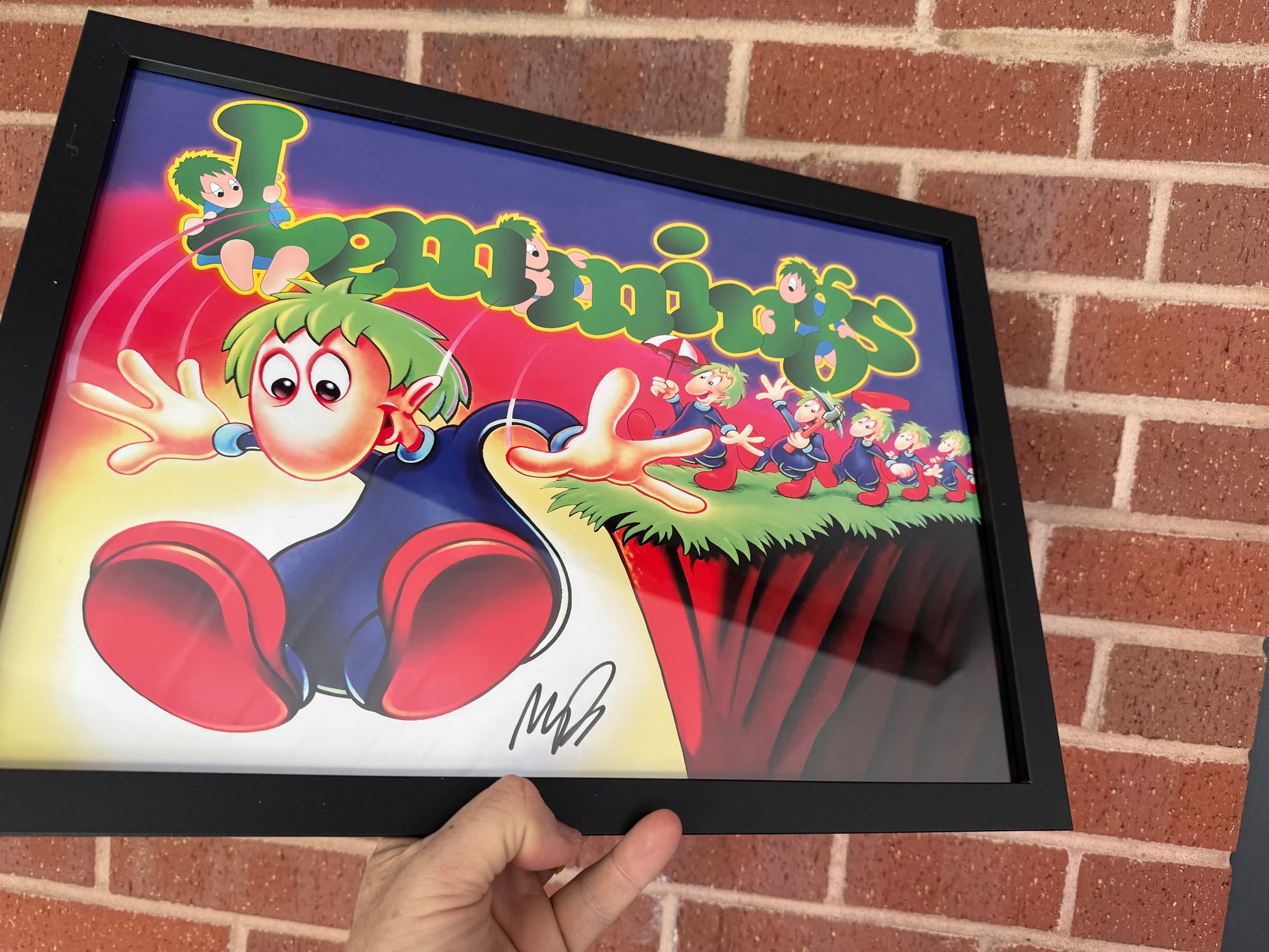 A3 Framed signed print - Lemmings - signed by Mike Dailly - Fusion Retro Books